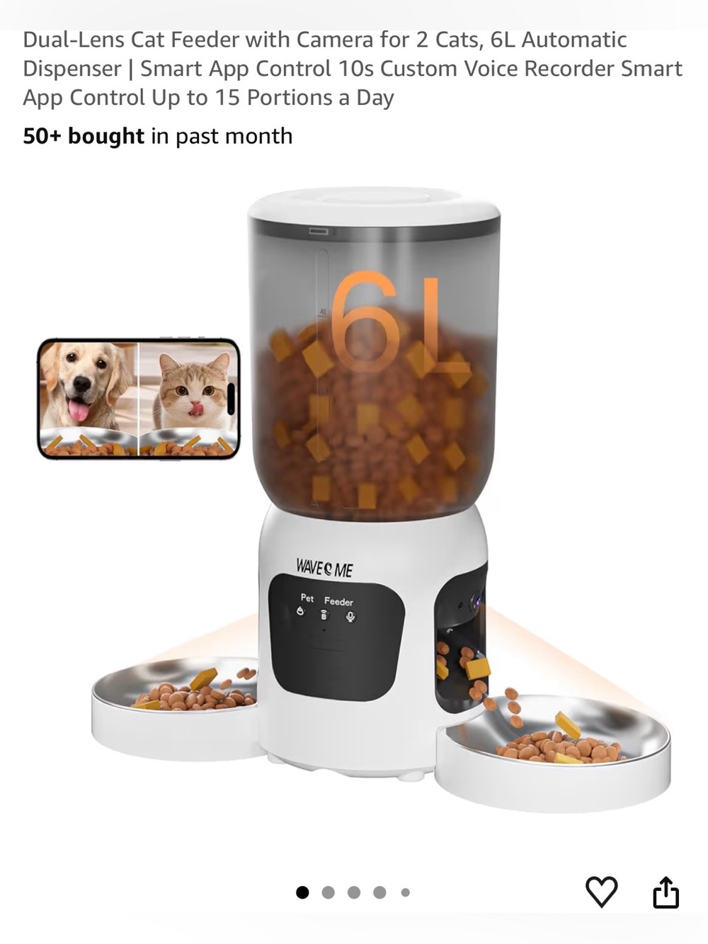 BNIB Dual Camera Cat feeder for 2